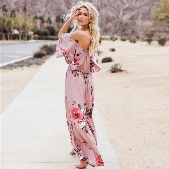 Flash sale!! Last One!! Mauve floral maxi dress - Picture 3 of 3